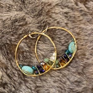 Fabulous gold hoops with encrusted gems 💎